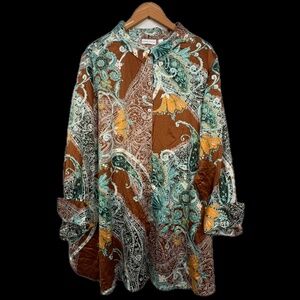 Susan Graver Woman 3X Button Up Long Sleeve Tunic Shirt Business Mature Office